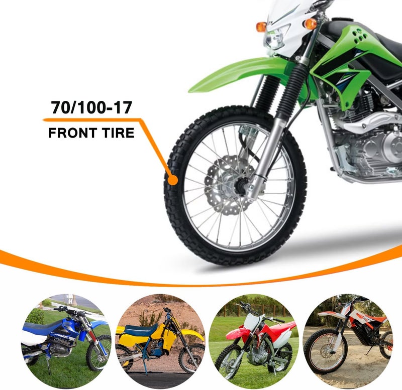 HOLATO Front 70/100-17 2.75-17 Tire and Inner Tube for KLX125 KLX140 KX85 TTR125 YZ80 YZ85 RM80 CR80 CT90 DRZ125 TaoTao DB17 Apollo RFZX18 Coolster Dirt Pit Bike Off Road Motocross Heavy Duty - Image 2